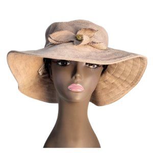 THE HAT PEDDLER Floral Tan Summer Beach Sun Hat